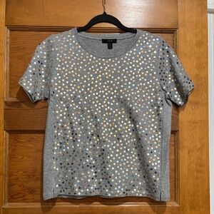 WOMENS J CREW METALLIC SEQUIN T SHIRT